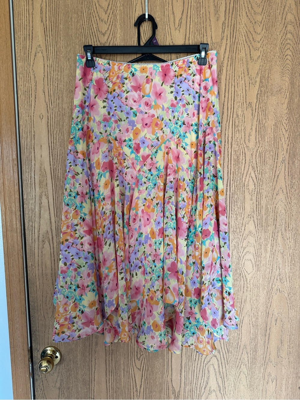 Pastel Floral Midi Skirt in Pink Multi